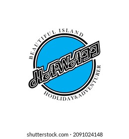 Vintage 80s 70s Hand made Hawaii Surf Rider t shirt apparel fashion print. Retro old school tee graphics. Custom type design. Hand drawn typographic composition. Hand crafted vector art illustration.
