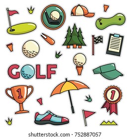 Vintage 80s-90s Golf Fashion Cartoon Illustration Set Suitable for Badges, Pins, Sticker, Patches, Fabric, Denim, Embroidery and Other Fashion Related Purpose