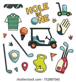 Vintage 80s-90s Golf Fashion Cartoon Illustration Set Suitable for Badges, Pins, Sticker, Patches, Fabric, Denim, Embroidery and Other Fashion Related Purpose