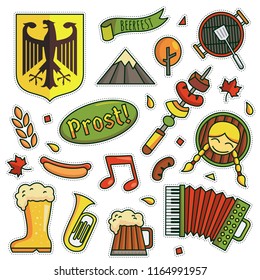 Vintage 80s-90s Oktoberfest Fashion Cartoon Illustration Set Suitable for Badges, Pins, Sticker, Patches, Fabric, Denim, Embroidery and Other Fashion Related Purpose