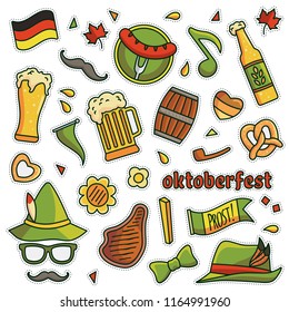 Vintage 80s-90s Oktoberfest Fashion Cartoon Illustration Set Suitable for Badges, Pins, Sticker, Patches, Fabric, Denim, Embroidery and Other Fashion Related Purpose