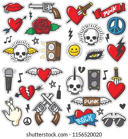 Vintage 80s-90s Rock And Roll Fashion Cartoon Illustration Set Suitable for Badges, Pins, Sticker, Patches, Fabric, Denim, Embroidery.
Cartoon punk doodle set.