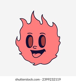 Vintage 90s cartoon character expression sticker comic vector design