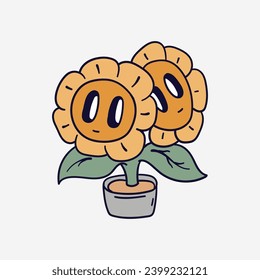 Vintage 90s cartoon character expression sticker comic vector design