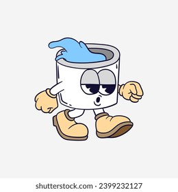 Vintage 90s cartoon character expression sticker comic vector design
