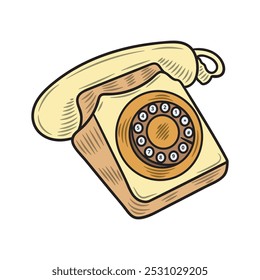 Vintage 90's Illustration Colored - Telephone