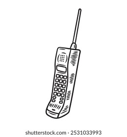 Vintage 90's Illustration Colorless - Hand Phone