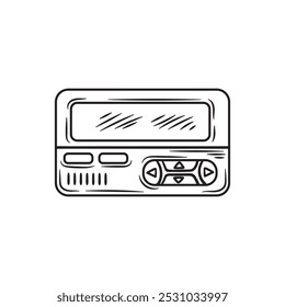 Vintage 90's Illustration Colorless - Pager