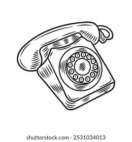 Vintage 90's Illustration Colorless - Telephone