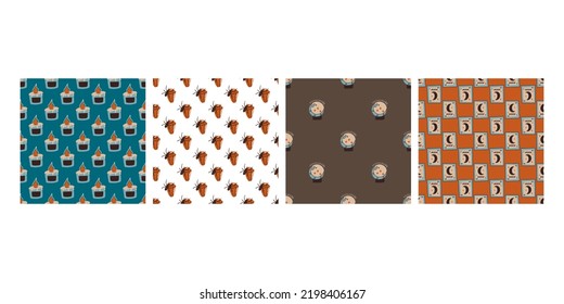 Vintage 90s patterns halloween. Art design. Concept graphic design element. Art pattern decoration element background. Fabric texture. Cloth textile. Textile symbol, vector illustration.