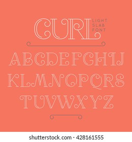 Vintage abc alphabet font. Fashionable modern type Curl. The letters of the Latin alphabet. Vector symbols.