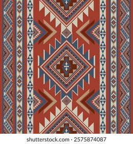 Vintage abstract American Ethnic pattern. Indian Tribal ornament seamless. Aztec geometric navajo Embroidery print design for background, clothing, textile, wallpaper, wrapping