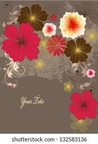vintage abstract background with hand drawn retro flowers. Vector design