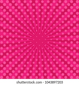 Vintage abstract background. Pink rays with gradient halftone. Comics background. Sun rays poster. Sunbeams. Pop Art Background. Retro Background. Comic star burst rays. Vector EPS10