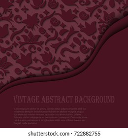 Vintage abstract background. Vector decorative retro banner for invitation or greeting card design. Traditional Islam, Arabic, Indian, Ottoman motifs pattern with space for text. 