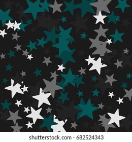 Vintage abstract black vector background with stars of confetti. Decorative pattern with multicolored stars. Old fashion illustrations of space. Holiday, glamor background 