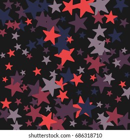 Vintage abstract black vector background with stars of confetti. Decorative pattern with multicolored stars. Old fashion illustrations of space. Holiday, glamor background 