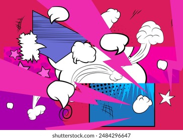 Vintage abstract cartoon backdrop, comic book background. Retro vector comics pop art design.