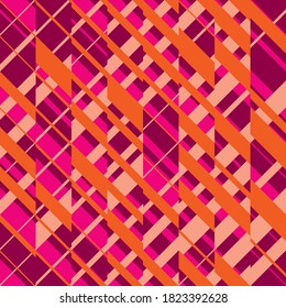 Vintage abstract chaotic geometry seamless pattern for background, sport fabric, textile, wrap, surface, fitness web and print design. Red and crimson hues dynamic retro surface design rapport. 
