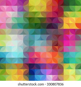 Vintage abstract circle pattern with decorative geometric and abstract elements. Vector colorful background