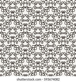 Vintage abstract curly seamless pattern. Vine ornament in Arabic style.