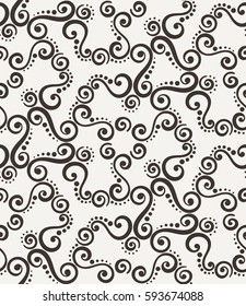 Vintage abstract curly seamless pattern. Vine ornament in Arabic style.