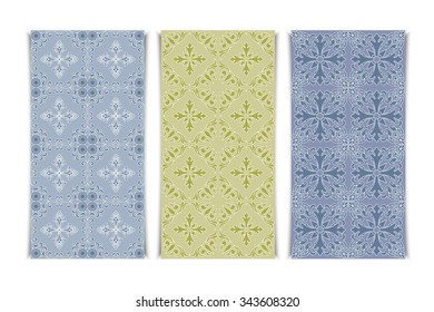 Vintage abstract decorative seamless pattern set. Floral wallpaper design illustration