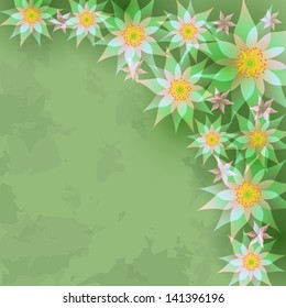 Vintage abstract floral background with flowers lilies. Greeting or invitation card. Place for text, vector illustration