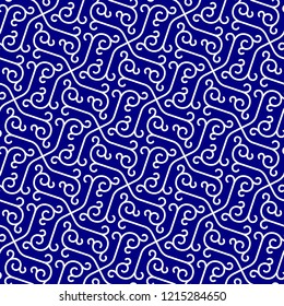 Vintage abstract floral seamless pattern. Elegant stylized leaves and scrolls forming abstract floral background. Arabesque design for textile and fabric. Decorative lattice in Arabic style.
