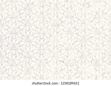 Vintage abstract floral seamless pattern. Intersecting curved elegant stylized leaves and scrolls forming abstract floral ornament in Arabic style on white background. Arabesque.