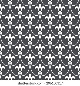 Vintage abstract floral seamless pattern. Intersecting curved elegant stylized leaves and scrolls forming abstract floral ornament in Arabic style. Arabesque. Decorative lattice.