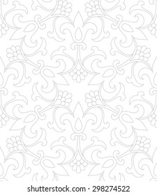 Vintage abstract floral seamless pattern. Intersecting curved elegant stylized leaves and scrolls forming abstract floral ornament in Arabic style. Arabesque.