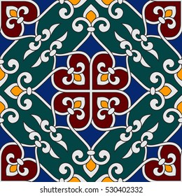 Vintage abstract floral seamless pattern. Intersecting curved elegant stylized leaves and scrolls forming abstract floral ornament in Arabic style. Arabesque.