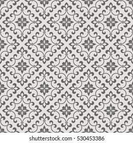 Vintage abstract floral seamless pattern. Intersecting curved elegant stylized leaves and scrolls forming abstract floral ornament in Arabic style. Arabesque.