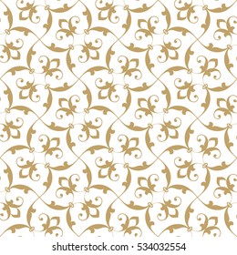 Vintage abstract floral seamless pattern. Intersecting curved elegant stylized leaves and scrolls forming abstract floral ornament in Arabian style. Arabesque. Decorative lattice 
