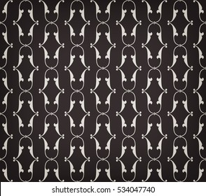 Vintage abstract floral seamless pattern. Intersecting curved elegant stylized leaves and scrolls forming abstract floral ornament in Arabian style. Arabesque. Decorative lattice 
