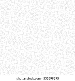 Vintage abstract floral seamless pattern. Intersecting curved elegant stylized leaves and scrolls forming abstract floral ornament in Arabian style. Arabesque. Decorative lattice
