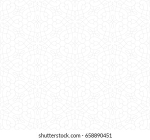 Vintage abstract floral seamless pattern. Intersecting curved elegant stylized leaves and scrolls forming abstract floral background in Arabic style. Arabesque design.