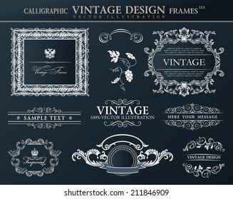 Vintage abstract frames . Vector element decor black 