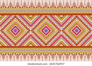 Vintage abstract geometric ethnic pattern. Native fabric home decoration traditional embroidery pattern seamless background. Design for fabric, art, wallpaper, textile, wrapping, silk