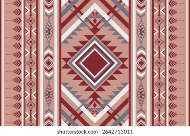 Vintage abstract geometric ethnic pattern. Aztec fabric home decoration traditional embroidery pattern seamless background. Design for fabric, art, wallpaper, textile, wrapping. Vector Illustration