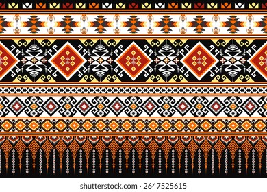 Vintage abstract geometric ethnic pattern. Aztec fabric tribal traditional embroidery pattern seamless background. Design for fabric, art, wallpaper, textile, wrapping. Vector Illustration