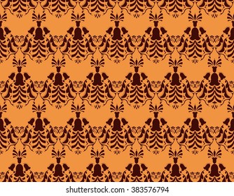 Vintage Abstract geometric floral classic pattern ornament. Vector background for cards, web, fabric, textures, wallpapers, tile, mosaic. Orange color