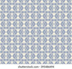Vintage Abstract geometric  floral classic pattern ornament. Vector background for cards, web, fabric, textures, wallpapers, tile, mosaic. blue color