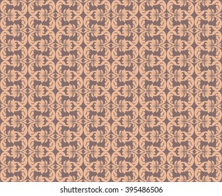 Vintage Abstract geometric  floral classic pattern ornament. Vector background for cards, web, fabric, textures, wallpapers, tile, mosaic. peach color