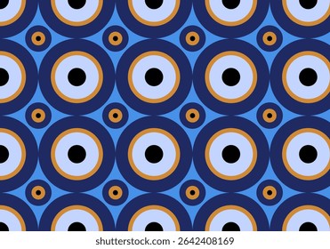 Vintage abstract geometric seamless pattern with Turkish eye. Seamless pattern with Turkish evil eye bead. Good luck. Turkish tile. Oriental ottoman design vector background