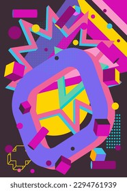 Vintage abstract geometric shapes template. Geometrical graphic background for poster, book cover, Newsletter, Social Media backdrop.