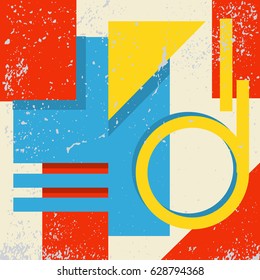 Vintage abstract geometrical pattern from, circles, triangles. Constructivism a background for the website. Wallpaper or a tektsura in flat style a vector. With effect of grunge.