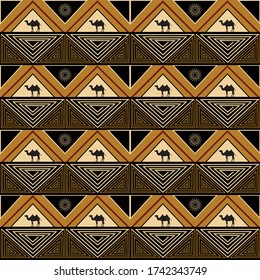 Vintage abstract golden set. Ancient Egypt. Abstract vector illustration Vintage illustration Geometric background Vector design History of art. The study of Africa. Education for children. 