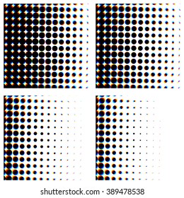 Vintage Abstract Halftone Square Backgrounds Set. Optical Illusion. Vector Illustration.